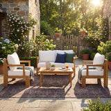 Outdoor 4pc Acacia Wood Patio Chat Set