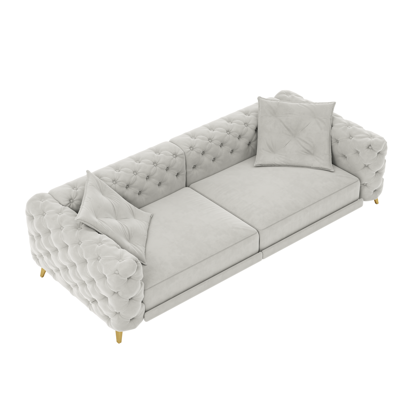 97.7' 3-in-1 Convertible Sleeper Sofa,28.4' Deep Seat Pull Out Sofa Bed,Button Tufted Modern Sofa,4-Seater Couch with Movable Ottoman for Apartment,Office,Bedroom,Light Grey