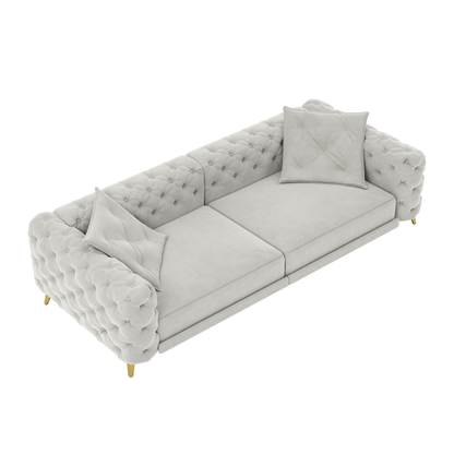 97.7' 3-in-1 Convertible Sleeper Sofa,28.4' Deep Seat Pull Out Sofa Bed,Button Tufted Modern Sofa,4-Seater Couch with Movable Ottoman for Apartment,Office,Bedroom,Light Grey