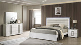 Olivia Contemporary Style 4 Pc King Bedroom Set with LED Headboard Made with Wood in White (NJ Inventory)