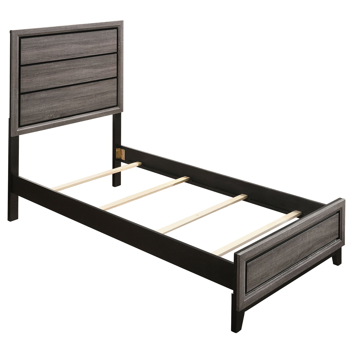 Cabrillo Grey Oak 4-Piece Twin Bedroom Set with Nickel Hardware, Engineered Wood in Grey Oak Finish