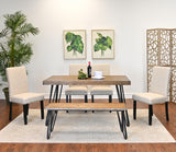Amisos 6-Piece Dining Set, Hairpin Dining Table with 4 Chairs and a Wood Bench, 3 Color Options