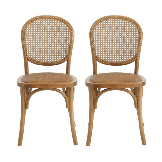 Light Brown Vintage Style Dining Chairs Set of 2