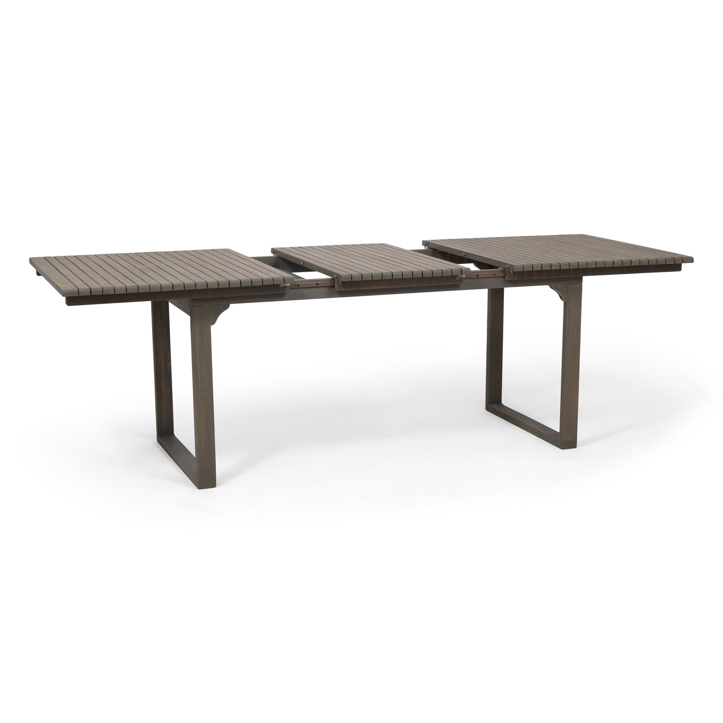Outdoor Expandable Acacia Wood Dining Table With U-shaped Leg, Gray