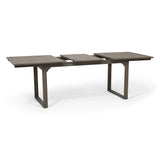 Outdoor Expandable Acacia Wood Dining Table With U-shaped Leg, Gray