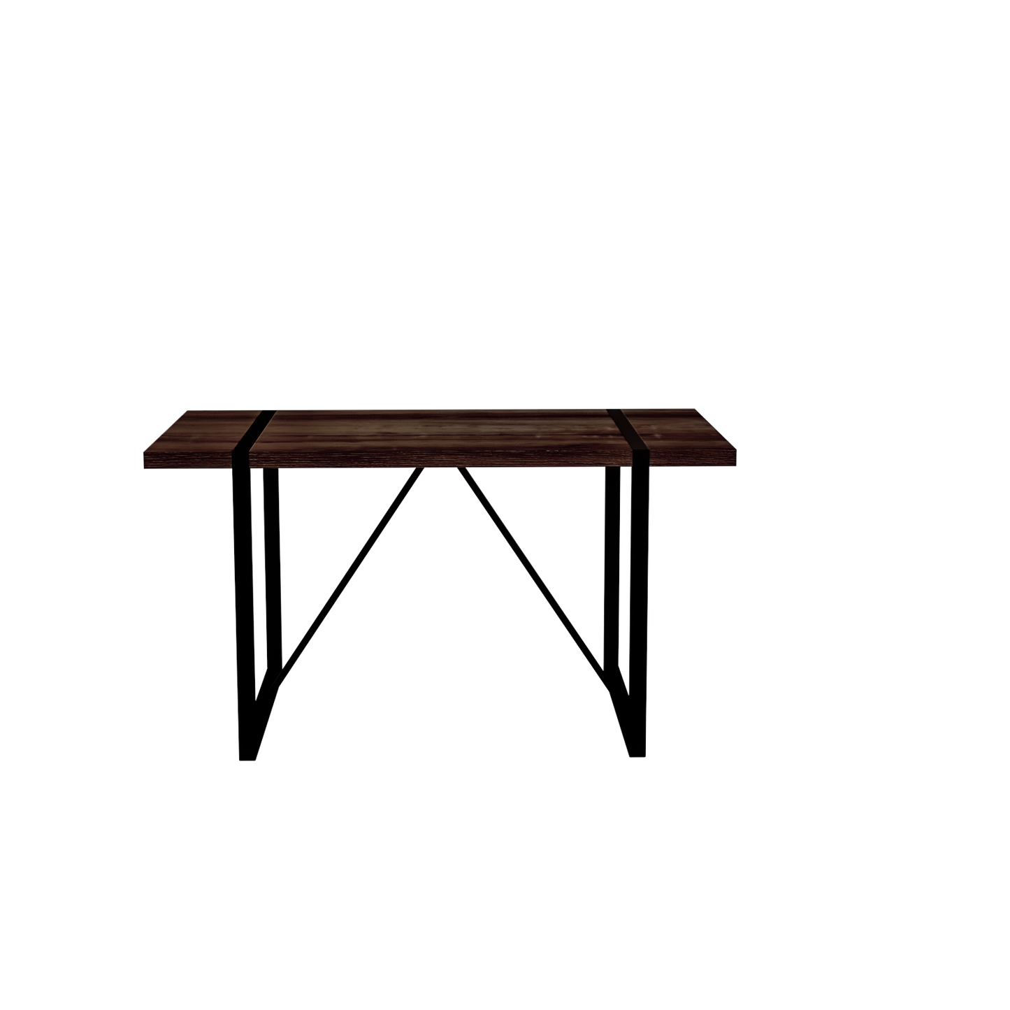 Modern Rustic 55' Dining Table in Walnut MDF with Black Metal Legs for 4-6 Person
