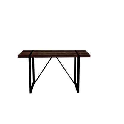 Modern Rustic 55' Dining Table in Walnut MDF with Black Metal Legs for 4-6 Person