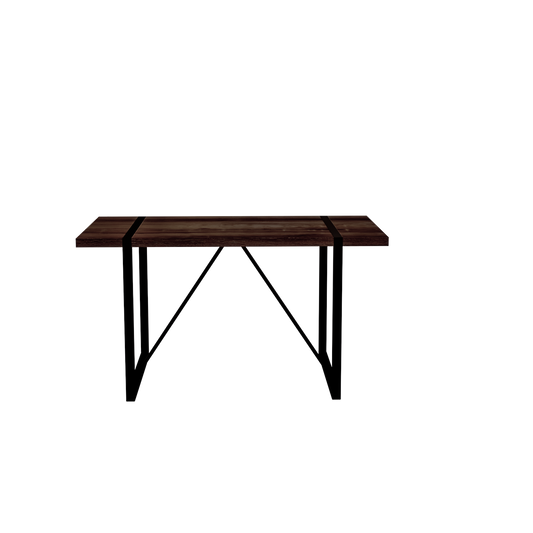 Modern Rustic 55' Dining Table in Walnut MDF with Black Metal Legs for 4-6 Person
