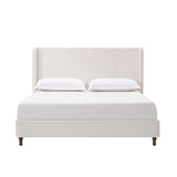 Harper Tall Headboard Upholstered Bed 54' High Headboard Elegant Simplicity Cream White Chenille King