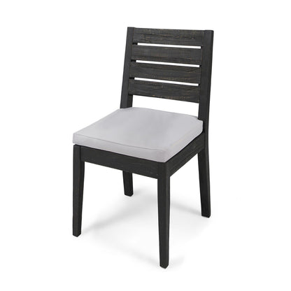 Patio Armless Dining Chair with Laid-Back Slat Panel Design, Light Grey
