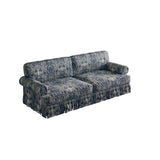 74'Luxuriously Comfortable 3-Seater Cloud Couch,Oxford Fabric Sofa with Elegant Rolled Arms & Pleated Skirt Design,26.4'Extra Deep Seat Mid Century Sofa for Apartment,Office,Blue Floral
