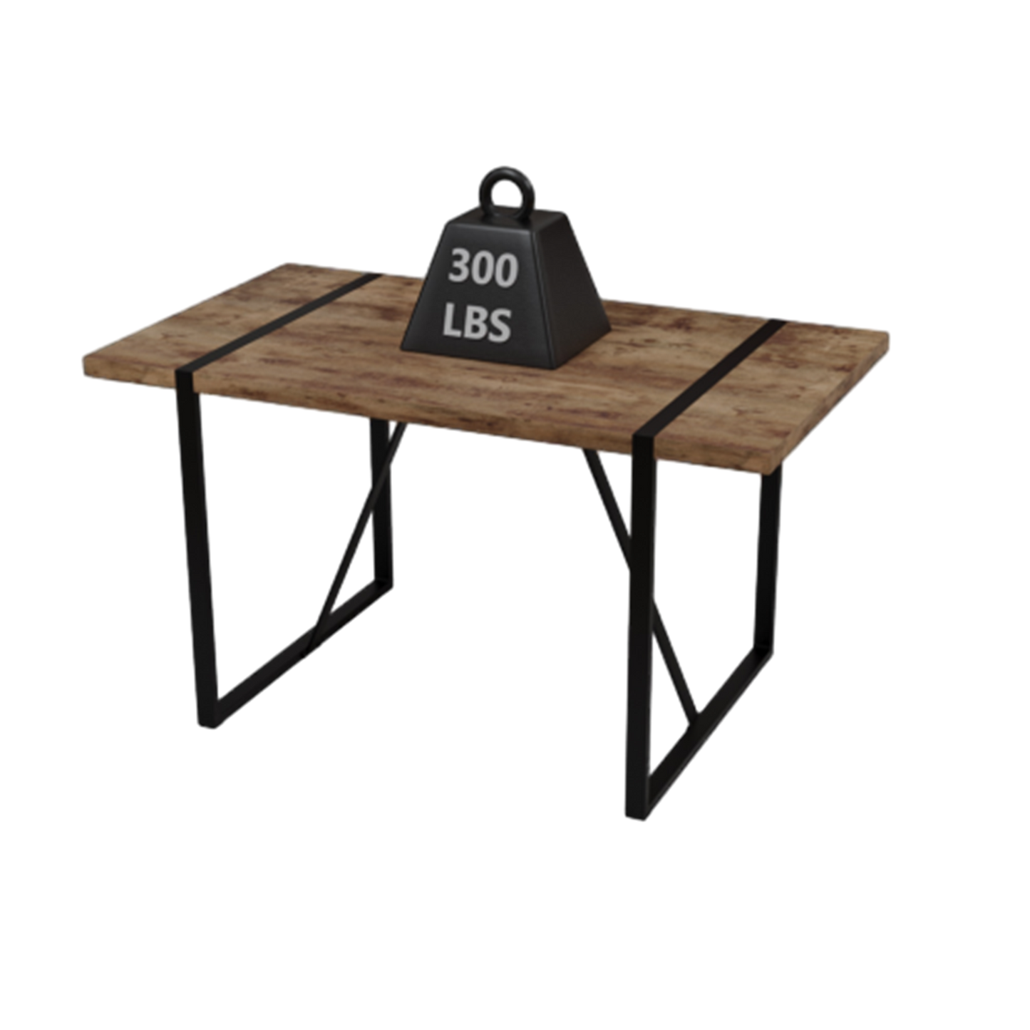 Modern Rural Industrial Dining Table, 55' Rectangular MDF Dark Wood with Metal Legs, Seats 4-6