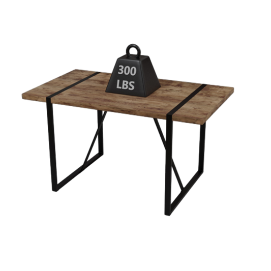 Modern Rural Industrial Dining Table, 55' Rectangular MDF Dark Wood with Metal Legs, Seats 4-6