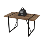 Modern Rural Industrial Dining Table, 55' Rectangular MDF Dark Wood with Metal Legs, Seats 4-6