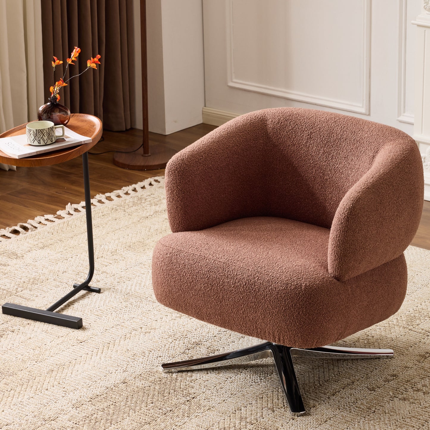 Cuddle-style leisure swivel sofa chair, suitable for balconies, studies and living rooms,  Red