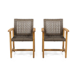 Hampton Wood and Wicker Dining Chair Set of 2