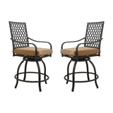 Outdoor Living Swivels Bar Stools, Outdoor Bistro Set for Garden Balcony Backyard Deck, High Bar Chairs with Seat Cushion,Khaki(2 Chairs)