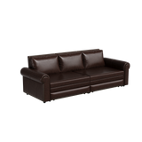 Chesterfield Sofa,93.7' King Pull Out Sofa Bed, 3-in-1 Faux Leather Convertible Sleeper Sofa with Nailhead Trim & Rolled Arm,Multi-Functional Sofa Bed,Dark Brown