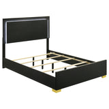 Jeremiah Black 5-Piece Full Bedroom Set with LED Lighting and Gold Accents in Black Finish, Engineered Wood and Metal Construction