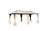 Gazebo 10x20FT, Outdoor Gazebo with Double Roofs, Privacy Curtains, Mosquito Nettings, Heavy Duty Metal Frame Party Tent Canopy for Patio, Backyard, Deck, Lawn, Brown