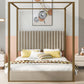 Queen Size Upholstery Canopy Platform Bed with Headboard and Metal Frame