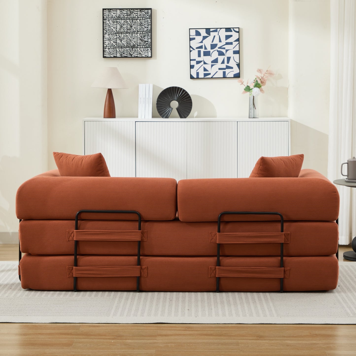 Newest Compression Sofa,Convertible Floor Sofa Bed-with Pillow Back Support Armrest,Comfy Futon Couch Lounge Sleeper Bed
