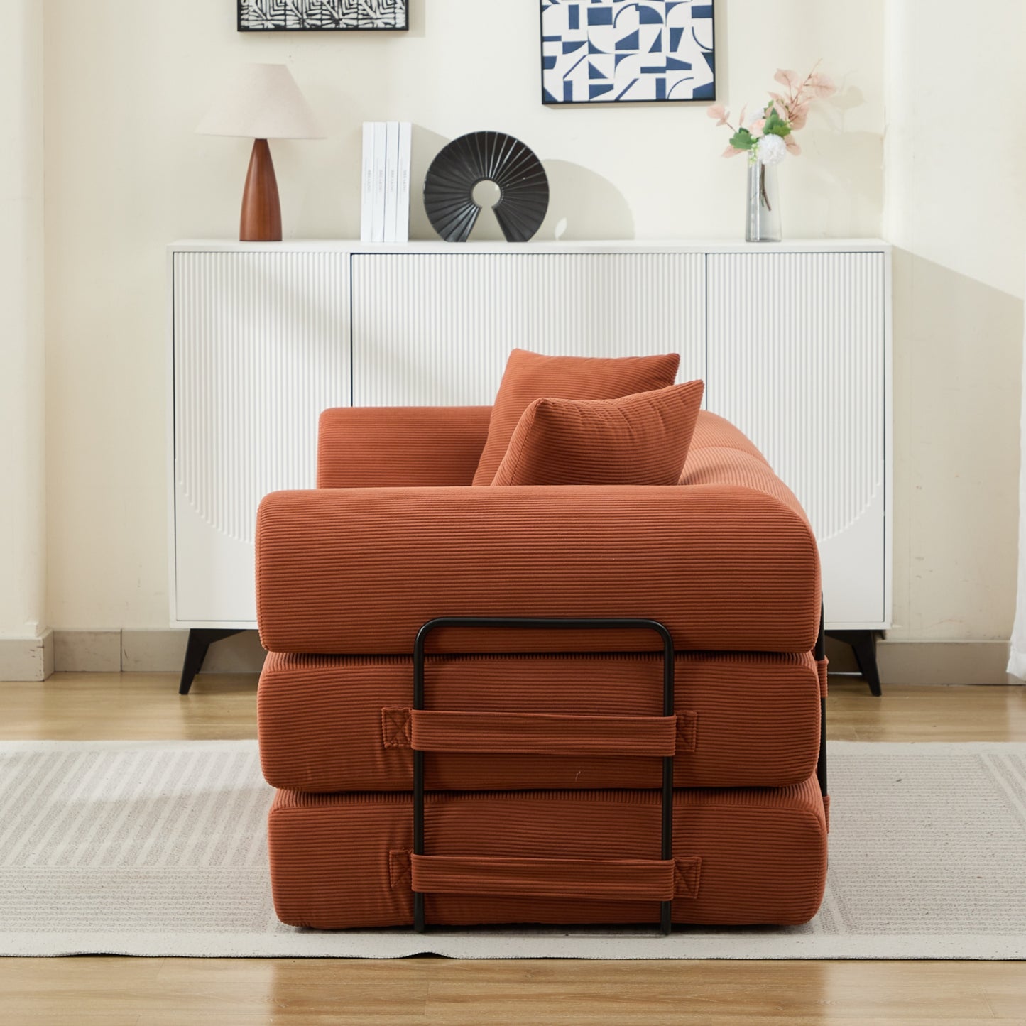 Newest Compression Sofa,Convertible Floor Sofa Bed-with Pillow Back Support Armrest,Comfy Futon Couch Lounge Sleeper Bed