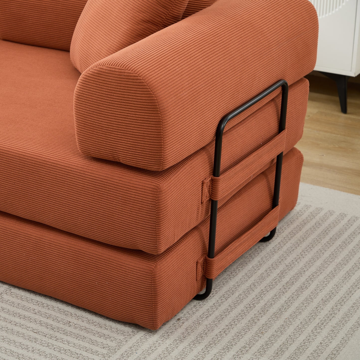 Newest Compression Sofa,Convertible Floor Sofa Bed-with Pillow Back Support Armrest,Comfy Futon Couch Lounge Sleeper Bed