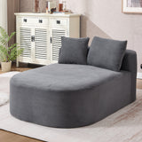 Dark Grey Oversized Corduroy Chaise Lounge Sofa Bed with Deep Seat and Soft Pillows, 67.5'' Long, 46'' Wide Seat, No Assembly Required