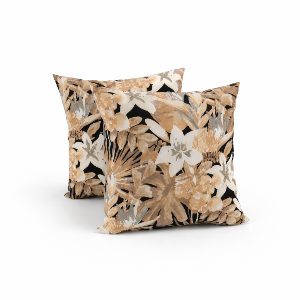 2 Pack Outdoor Throw Pillows, Waterproof & Fade-Resistant Patio Cushions for Garden, Porch, Poolside Furniture - Soft & Comfortable Decorative Pillow Covers (18x18 Inch, Soft Cream Lily)