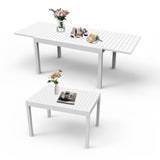 Aluminum Patio Extendable Dining Table 35'- 71', Adjustable Indoor Outdoor Patio Dining Table with E-Coating for 4-6 Person Garden Lawn Porch Bistro Furniture, Elegant Ivory White