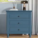 U_STYLE 28''Pine Wood Nightstand with 3 Drawers and Smooth Gliding Rails ,Simple Bedside Cabinet with Metal handle, Minimalist Sofa Side Table with rubber legs for Bedroom Sofa Couch Office