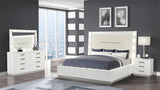 Queen 4 Pc LED Bedroom Set Made with Wood in Milky White