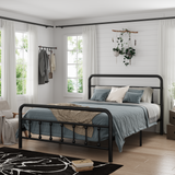 Metal Bed Frame,Full Size Bed Frame with Headboard,Structurally Stable, Under Bed Storage,No Box Spring Needed,Black