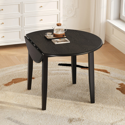 Extendable Round Dining Table for 2–4 People, Folding Wood Dining Table with Adjustable Size, Space-Saving Design for Small Apartments and Dining Areas - BLACK