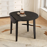 Extendable Round Dining Table for 2–4 People, Folding Wood Dining Table with Adjustable Size, Space-Saving Design for Small Apartments and Dining Areas - BLACK