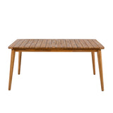 Acacia Wood Dining Table 6-Person Outdoor Table, Farmhouse Furniture for Patio, Garden, Backyard, Teak 180 LBS Weight Capacity 63'L