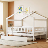 Full Size Wooden House Bed with Twin Size Trundle, White(OLD SKU: LP000306AAK)