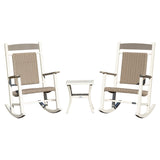 Outdoor Rocking Chairs Set of 3, Durable HDPE Patio Oversized Rockers for Adults, Wicker Rocking Chair with 380lbs Support, Weather-Resistant
