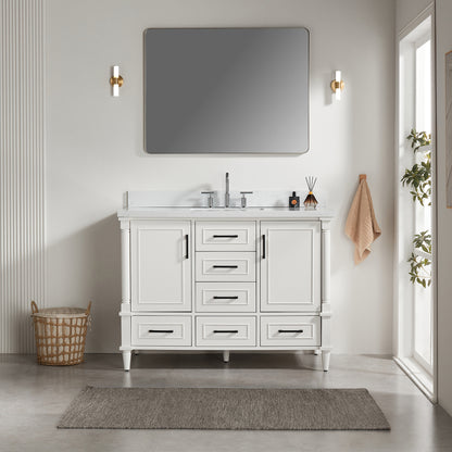 Fully Assembled 48'' Freestanding Single Bathroom Vanity with 2 Handle Sets