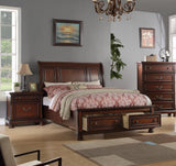 Traditional 3pc Bedroom Set Queen Size Bed 2x Nightstands Panel HB Footboard Drawers Antique Cherry Furniture
