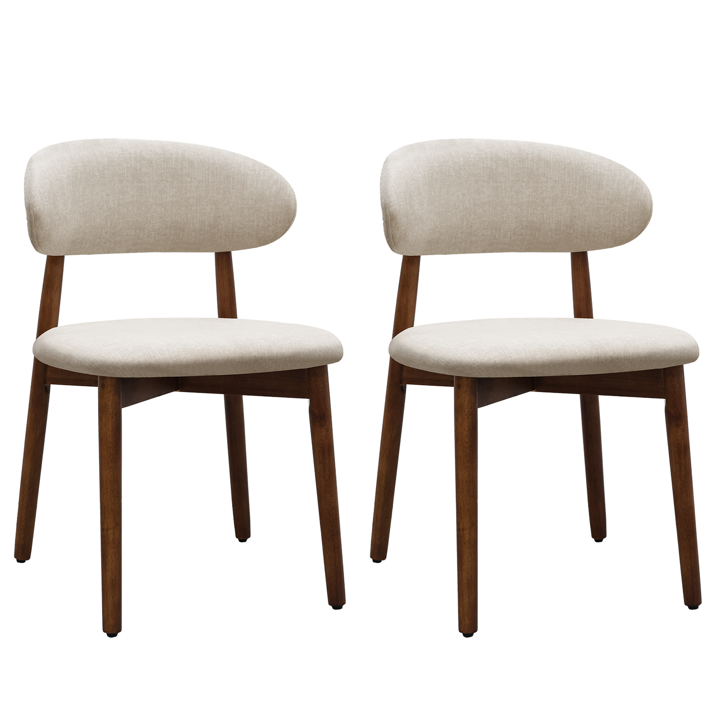 Warm Grey Flannelette Upholstered Dining Chair with Walnut Solid Wood Legs, Armless Chair Set of 2 for Kitchen, Restaurant, Living, Meeting Room