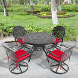 5-Piece All-Weather Cast Aluminum Dining Set, Include 4 Swivel Chairs and 39.37' Round Table With Black Frame (same sku: W1710S00436 )