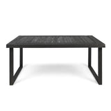 Chic Outdoor 69' Acacia Wood Dining Table with Sandblast Dark Gray Finish