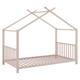 Pink Twin Size Metal House Platform Bed with Modern Design and Durable Frame