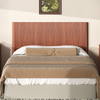 Modern Wooden Headboard with Arched Corrugated, Fits Queen Size Beds, Vertical Grain Design, Farmhouse & Vintage Style, Easy Assembly, Walnut.
