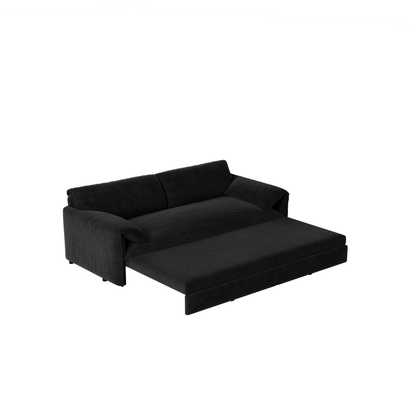66 ' Queen Pull Out Sofa Bed, 3-in-1 Convertible Sleeper Sofa with Side Storage,Multi-Functional Velvet Loveseat Bed for Living Room,Bedroom,Apartment,Office