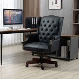 Executive Office Chair Comfortable Desk Chair - Ergonomic Design - Thick Padded Seat and Backrest - PU Leather Desk Chair with Smooth Glide Caster Wheels, 1 Pack Black