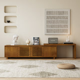 63' Mid-Century Modern Extendable TV Stand for TVs up to 75', Media Console TV Cabinet for Living Room, Farmhouse Entertainment Cabinet with Storage & Adjustable Panel