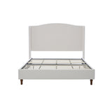 Minimalist Designs Hannah Upholstered Wingback King Bed Frame with 54' Headboard in Premium Textured Canvas Chenille Look Ivory